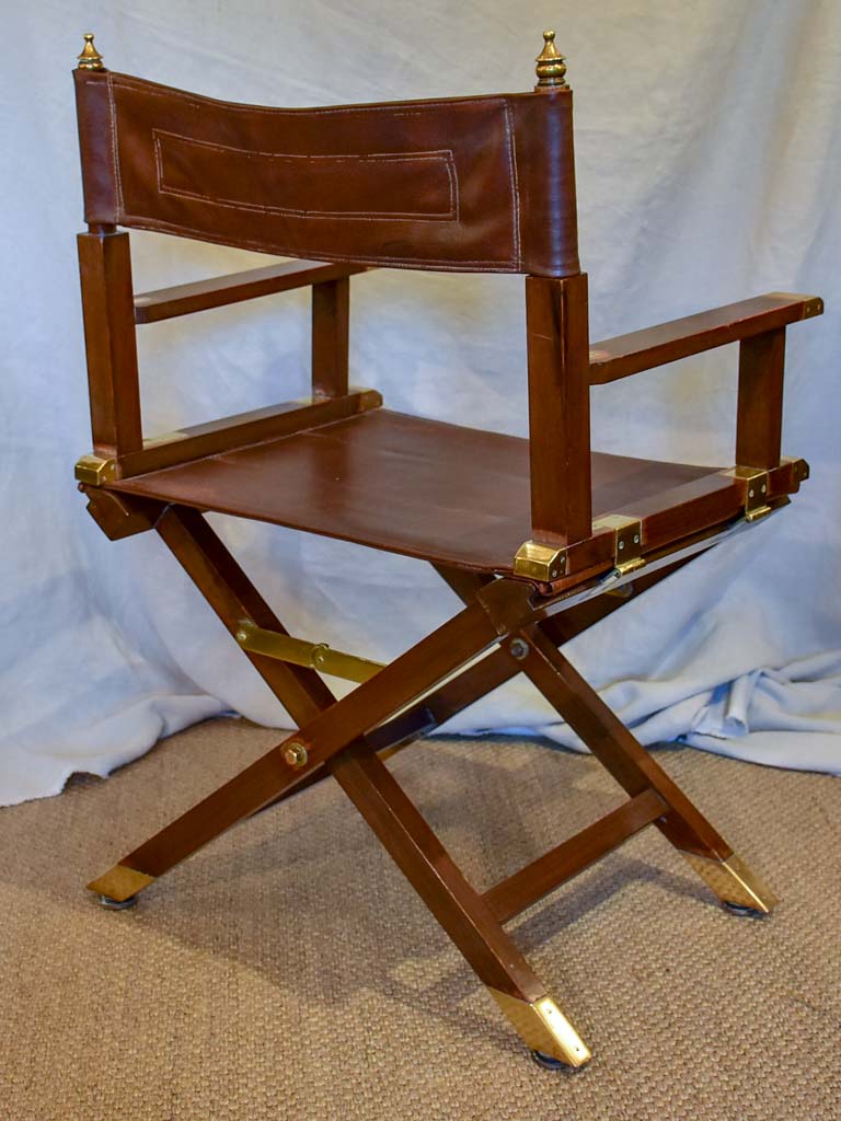 1930's French leather folding director's chair