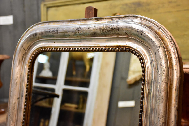 Mid 19th century Louis Philippe mirror with silver frame