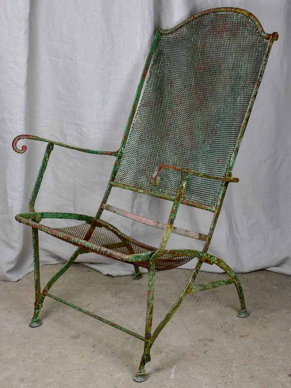 Antique metal mesh French garden armchair