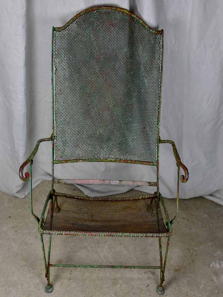 Antique French garden armchair - metal mesh