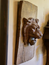 Mounted antique cast iron lion’s head