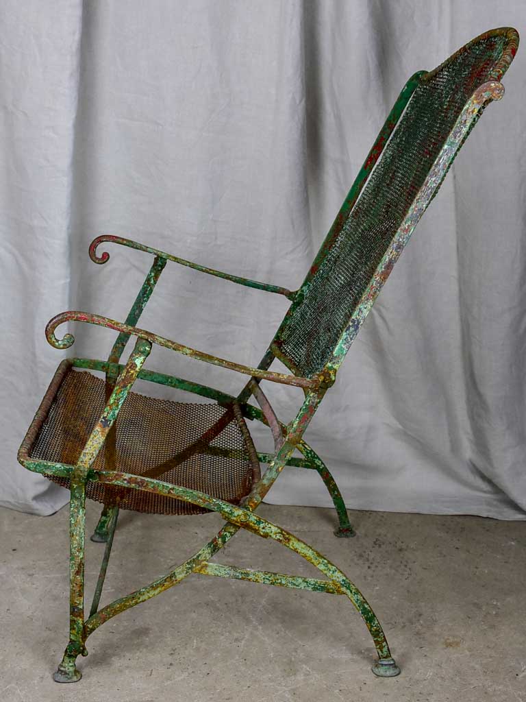 Antique French garden armchair - metal mesh