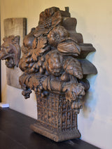 Large carved oak fruit basket from a 19th century boiserie