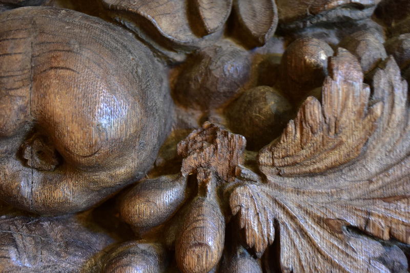 Large carved oak fruit basket from a 19th century boiserie