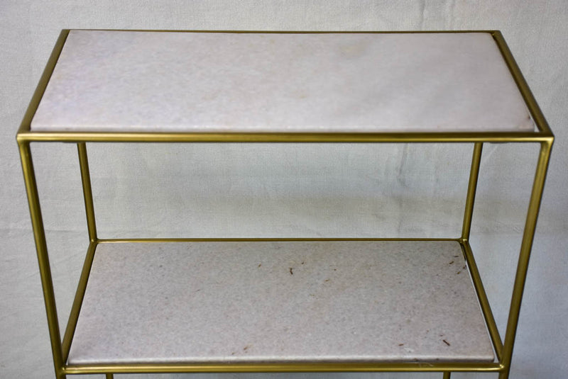 1970's four-tier display stand - marble and metal 45¼" x  11½" x 23¾"