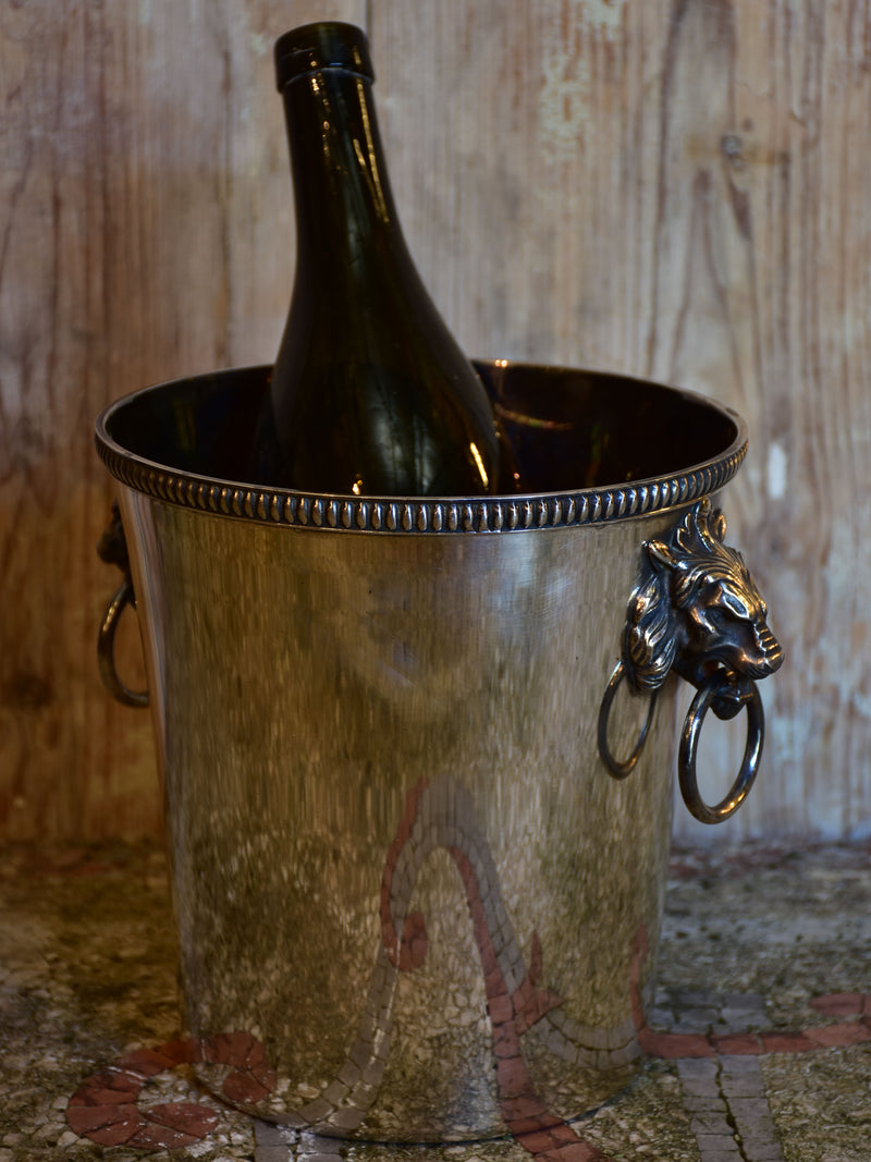 Antique French champagne bucket with lion’s head handles
