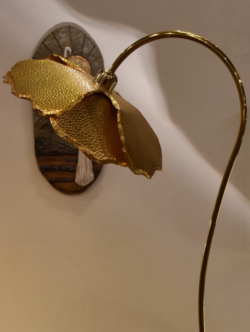 Gold poppy floor lamp - single flower
