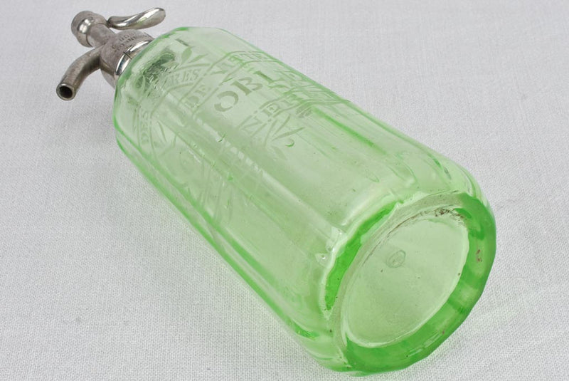 Early 20th century uranium glass bistro Seltzer bottle 12¼"