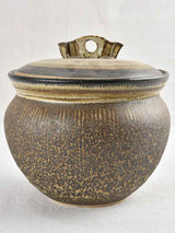 Vintage earthenware lidded pot 9"