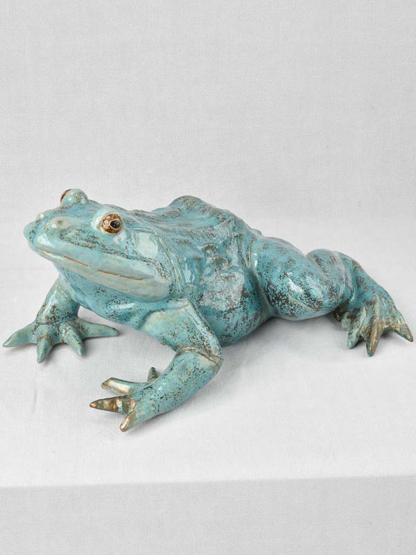Large vintage sculpture of a frog w/ blue patina 22¾"