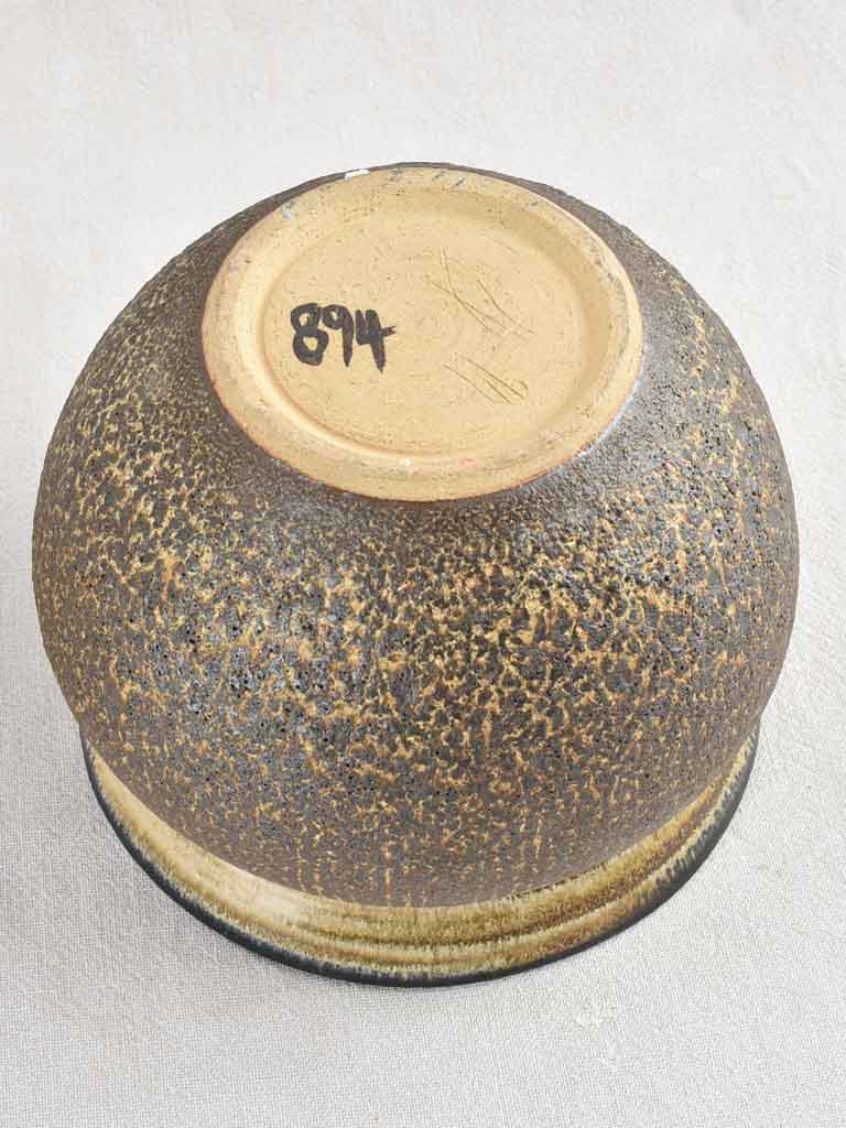 Vintage earthenware lidded pot 9"