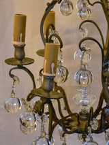 19th Century French chandelier with round pendants 26"