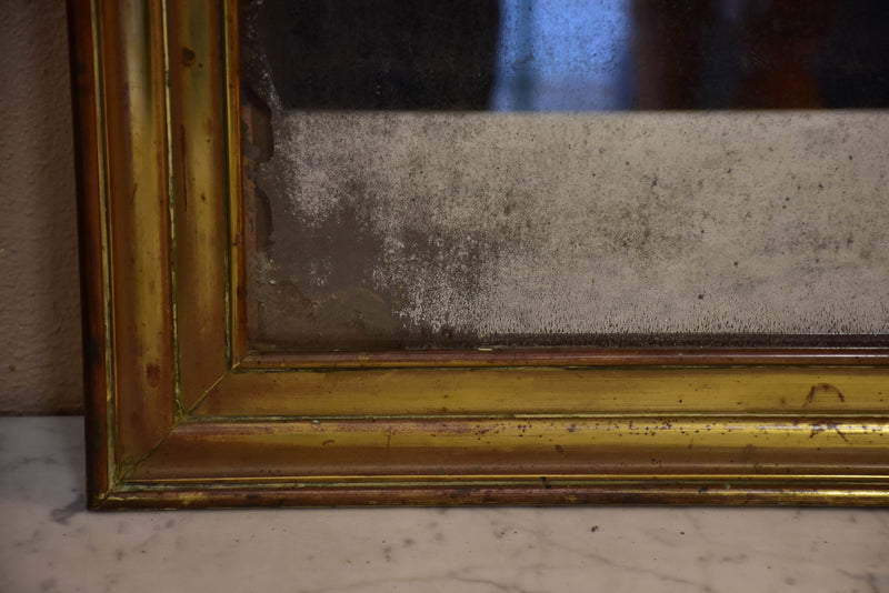 Antique French bistro mirror with brass frame