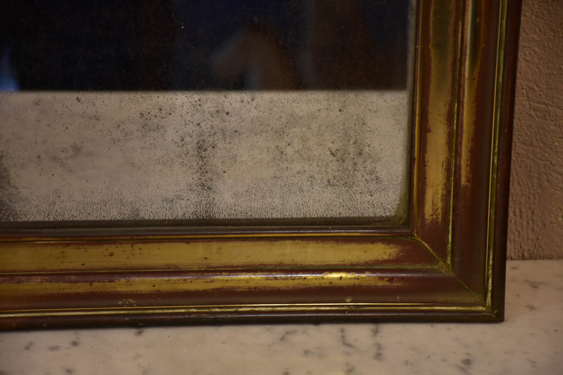 Antique French bistro mirror with brass frame