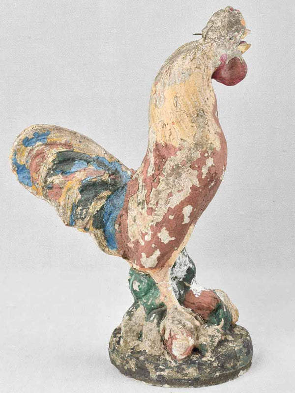 1950s sculpture of a rooster w/ polychrome patina 19¾"