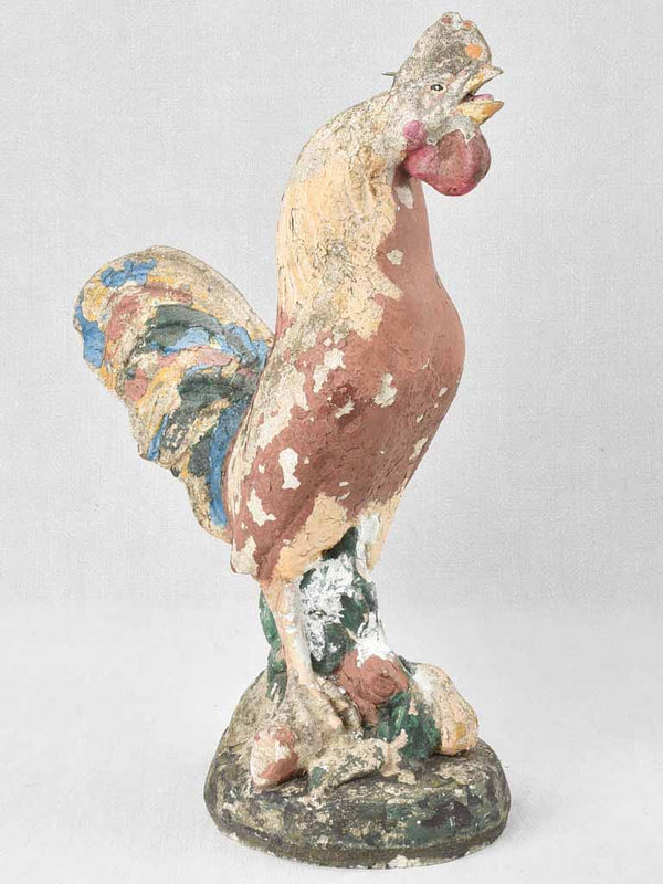 1950s sculpture of a rooster w/ polychrome patina 19¾"