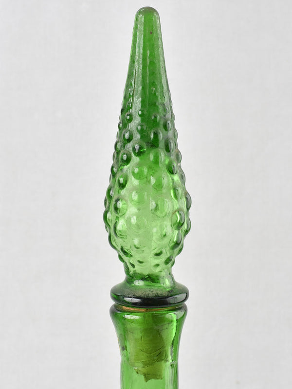 Pair of tall green glass carafes - Italian 20½"