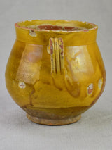 Antique French honey pot with yellow / orange glaze 6"