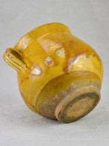 Antique French honey pot with yellow / orange glaze 6"