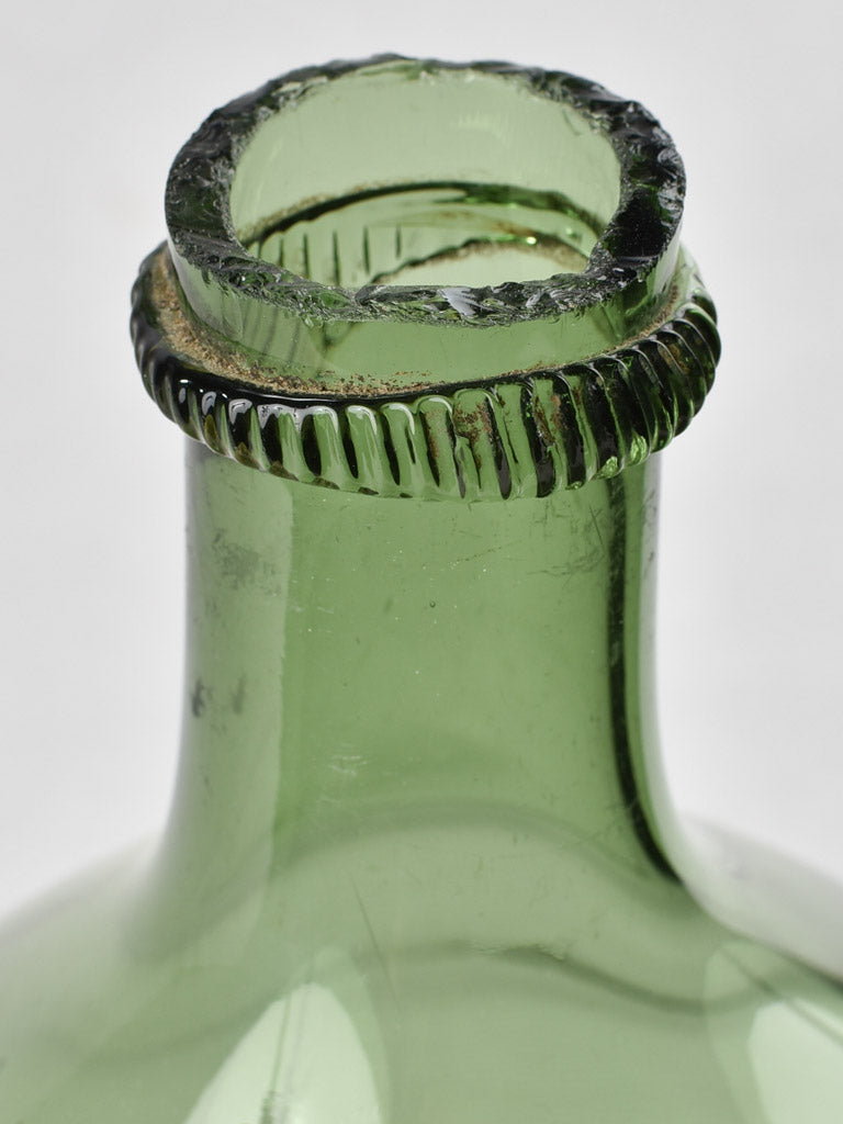 Antique French demijohn bottle, green 17¼"