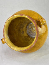 Pretty antique French confit pot with yellow / orange glaze 8¾"