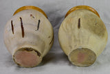 Pair of antique French confit pots with sepia glaze from Castelnaudary 11¾"