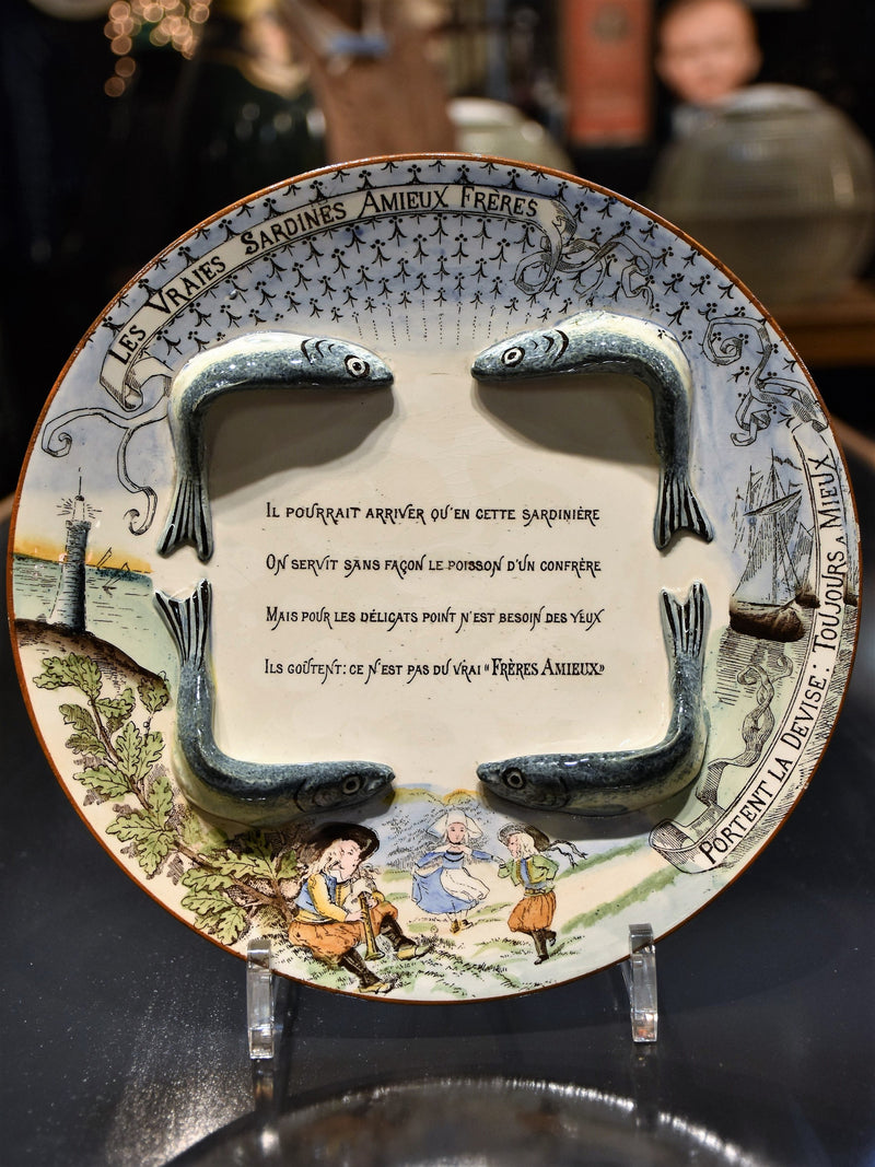 French sardine serving plate 1900's Amieux Freres