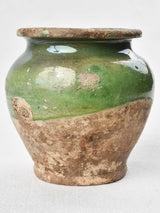 Small confit pot with dark green glaze 5"