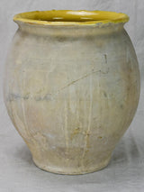 Antique French confit pot with yellow glaze from Castelnaudary 13½"