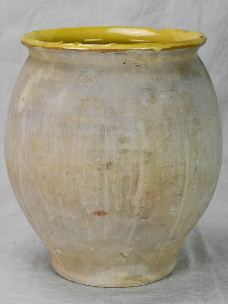 Antique French confit pot with yellow glaze from Castelnaudary 13½"