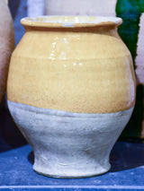 Antique French confit pot with yellow glaze