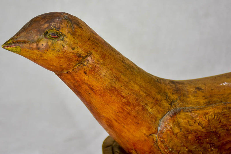 Three antique French primitive wooden sculptures of birds