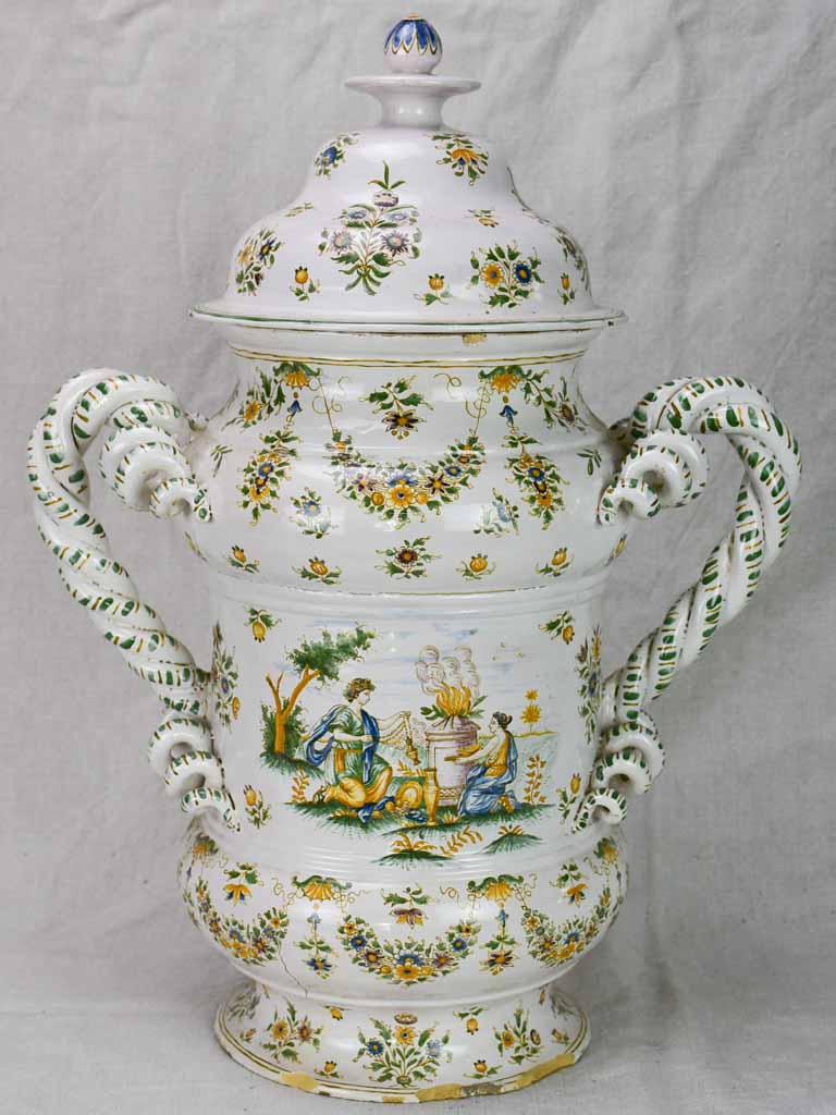 Large antique French apothecary jar - Faience de Moustiers 21¼"