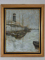 Sea port in Le Havre - pastel -signed by an unknown artist 23¾" x 28¼"