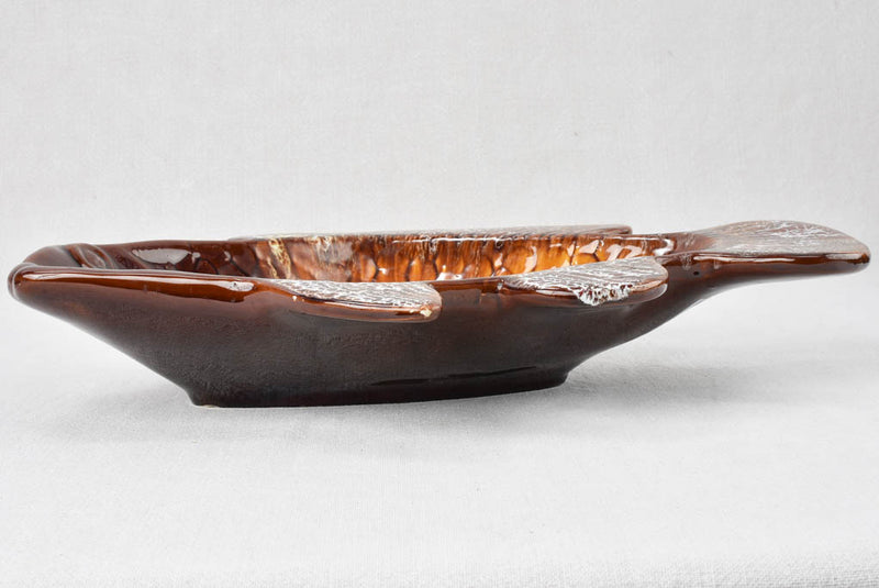 Antique fish-shaped Vallauris serving bowl