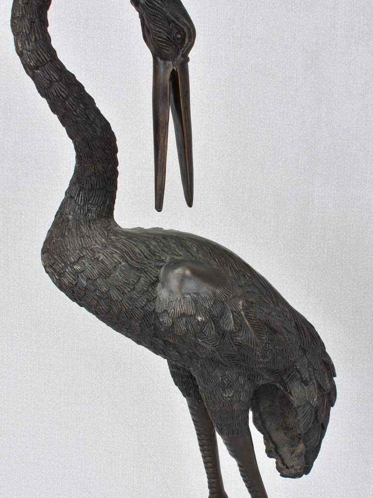 2 vintage bronze sculptures of herons 33½"