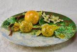 Two Barbotine plates decorated with lemons and oranges - Longchamp 19th Century 12½"