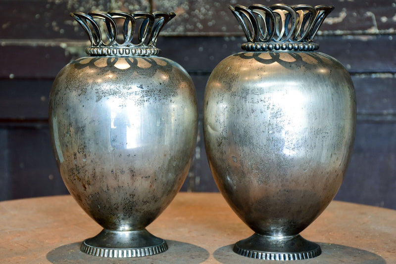 Pair of 19th century silver-plate French vases