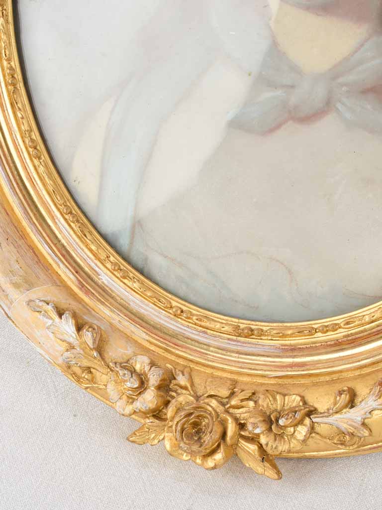 Vintage portrait in gold rose frame