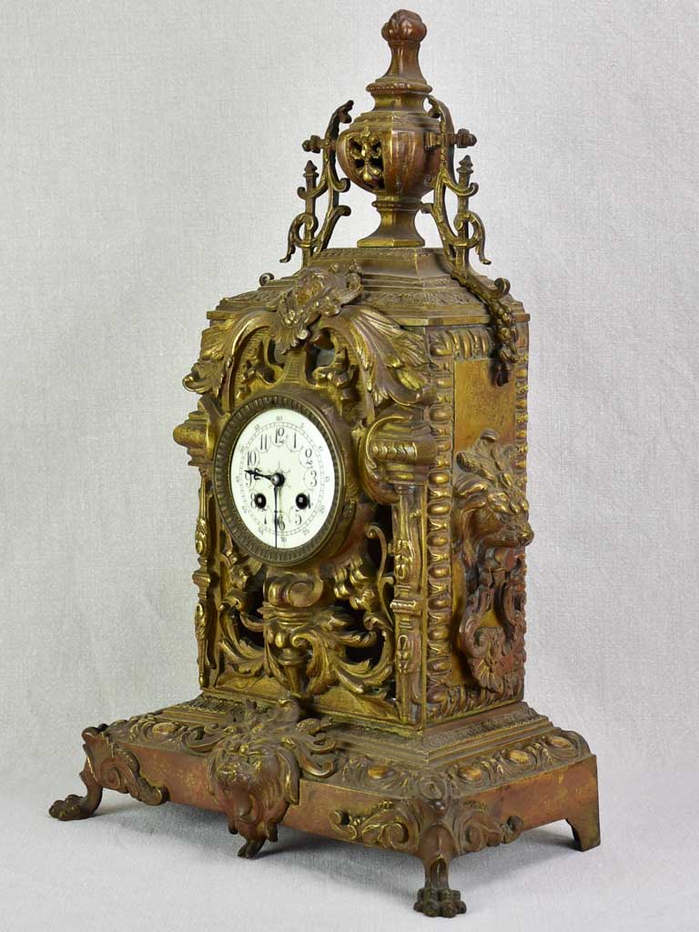 Napoleon III bronze mantle clock 22½"
