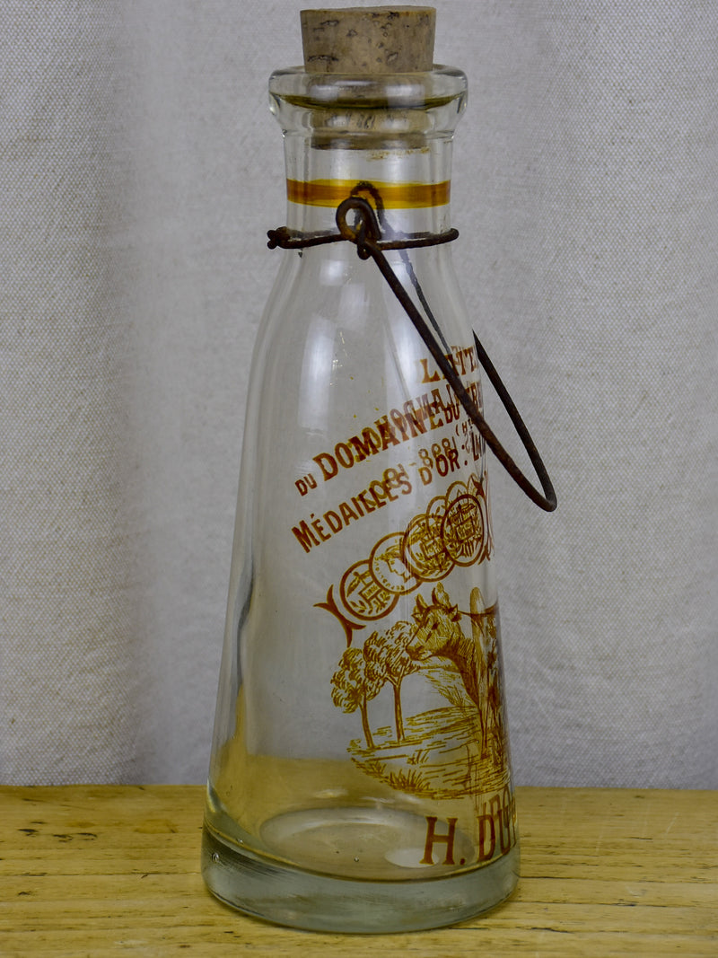 Antique French glass milk bottle - Dupoux