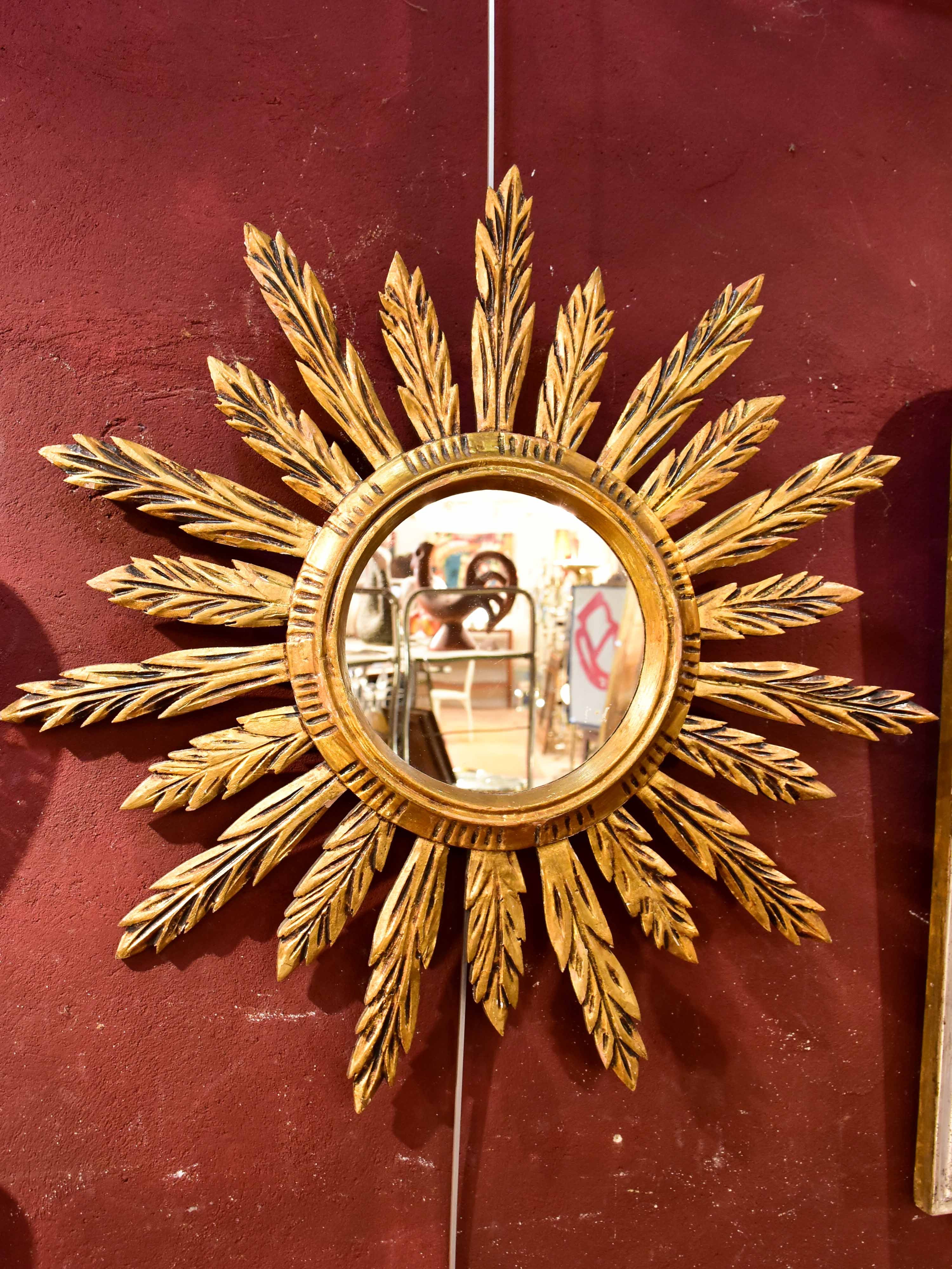 Early 20th century French giltwood sunburst mirror