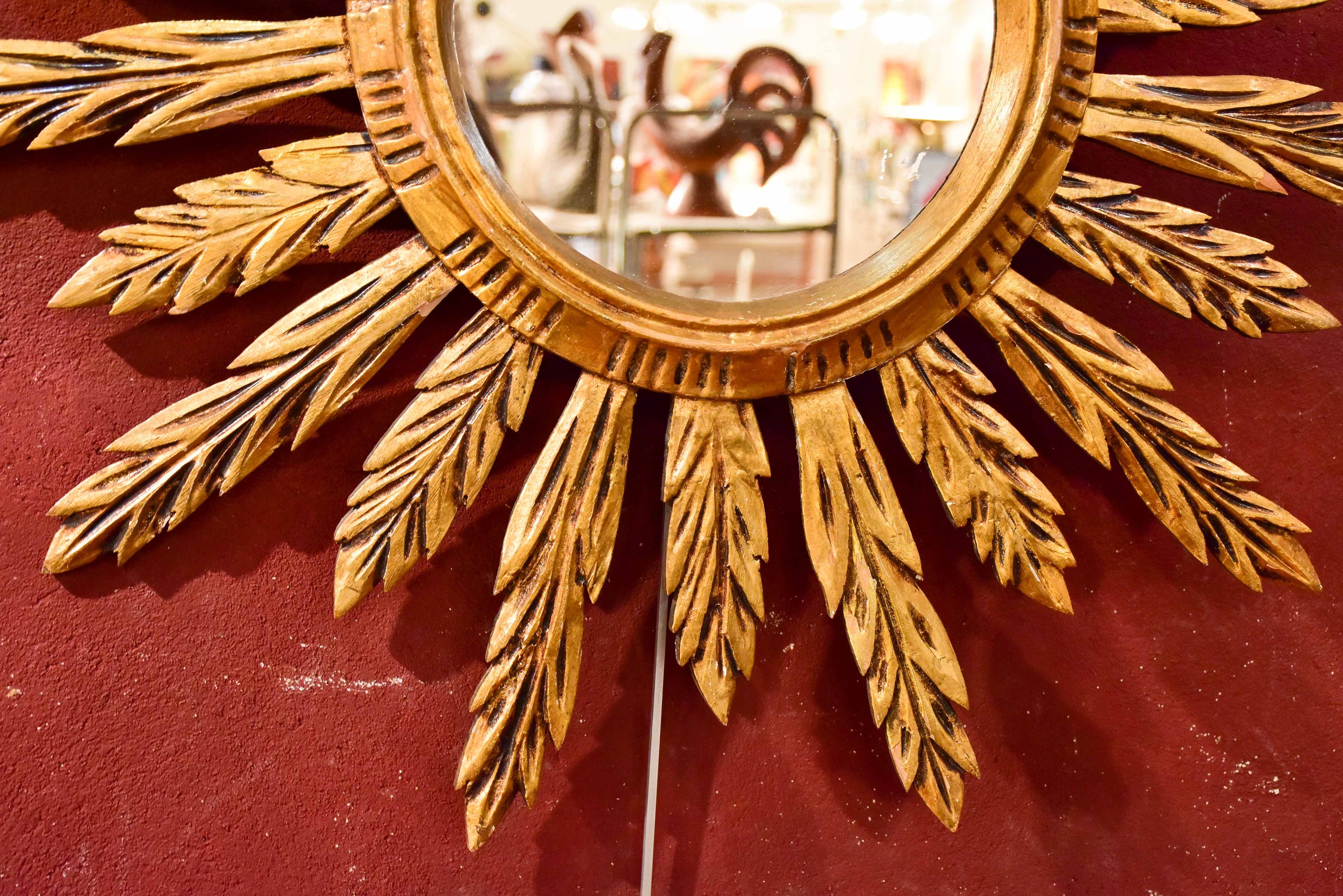 Early 20th century French giltwood sunburst mirror