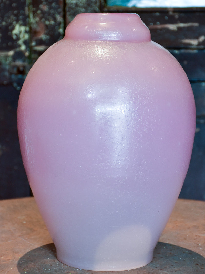 Large pink glass mid-century vase