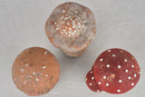 Collection of 3 clay mushroom sculptures 6"