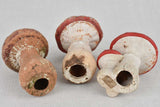 Collection of 3 clay mushroom sculptures 6"