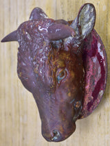 Antique French cow's head from a butcher's block