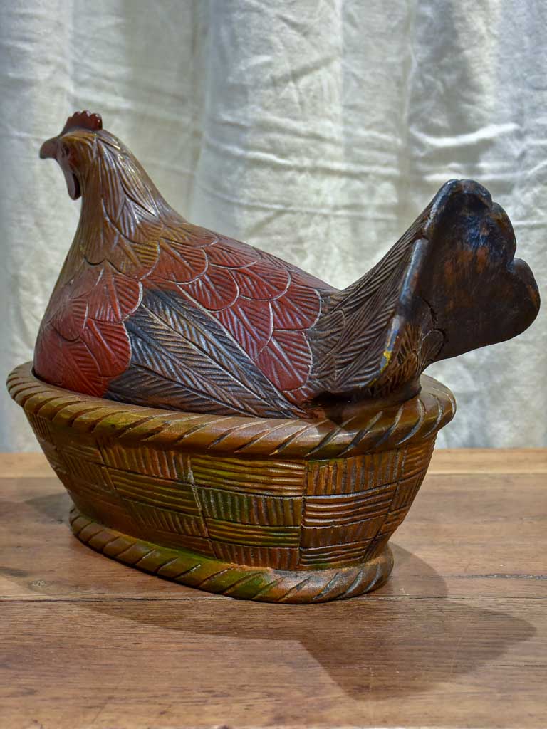 French folk art - wooden sculpture of a chicken
