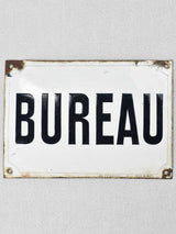 Vintage enamel plaque, BUREAU 5½ x 8""