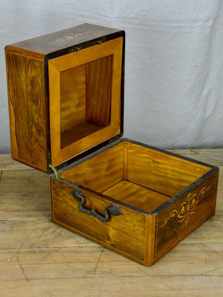 Antique French liquer box with four bottles and nine glasses